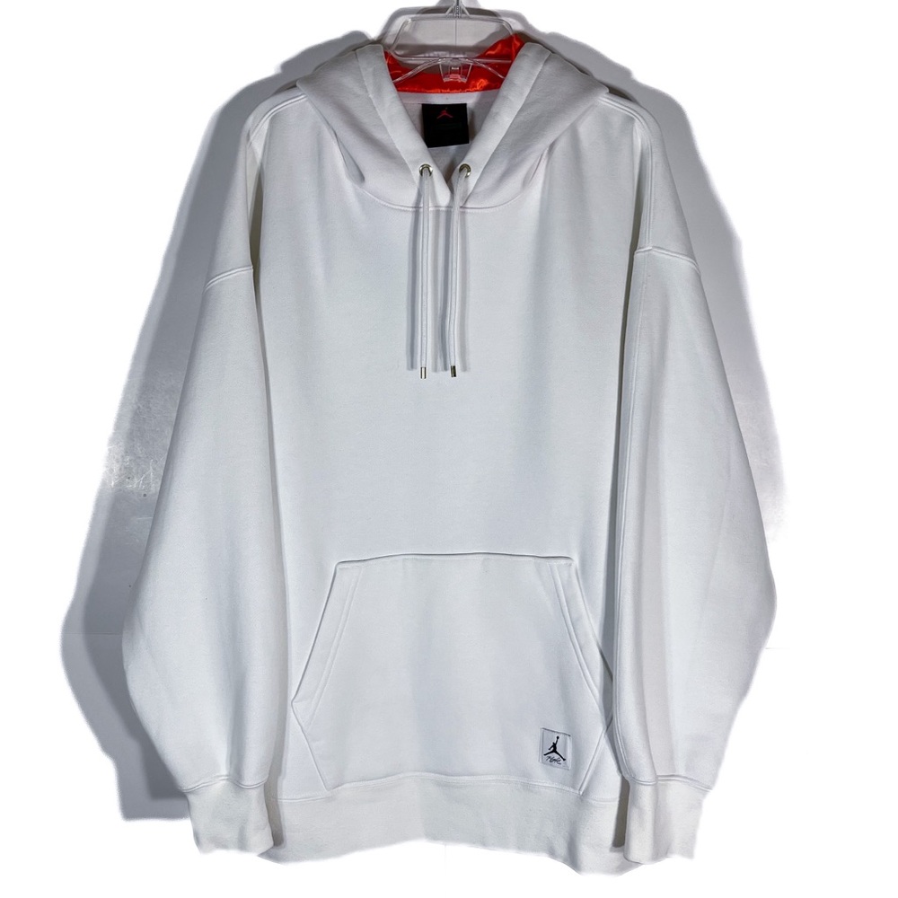Jordan Jumpman Hoodie Mens Small White Jumpman Air Flight Logo Satin Hood EUC